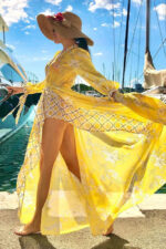 Cache maillot femme Été jaune soleil vêtement de plage léger et confortable-00