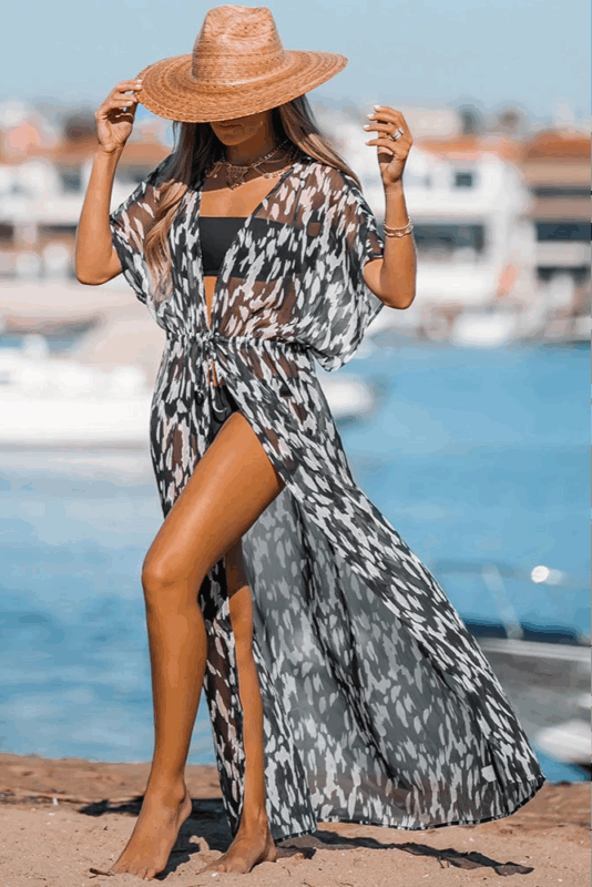 Cache Maillot Femme Été Léger Style Kimono Vêtement Plage Bohème