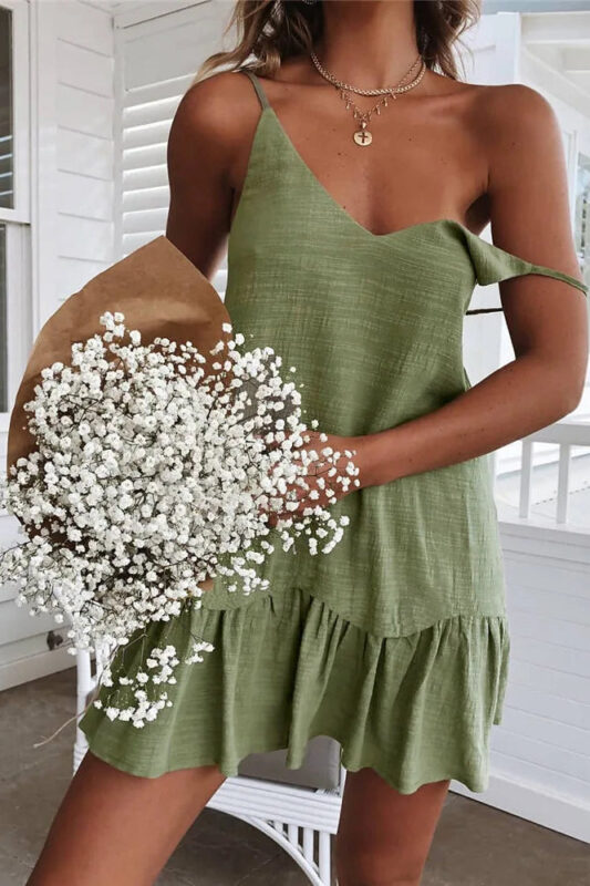 Mini Robe Femme Tendance Couleur Terre Élégante et Confortable