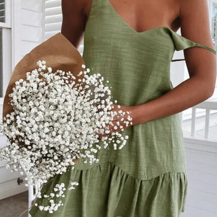Mini Robe Femme Tendance Couleur Terre Élégante et Confortable