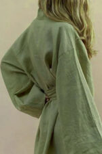 Peignoir fluide femme style kimono vert tendance détente maison-0
