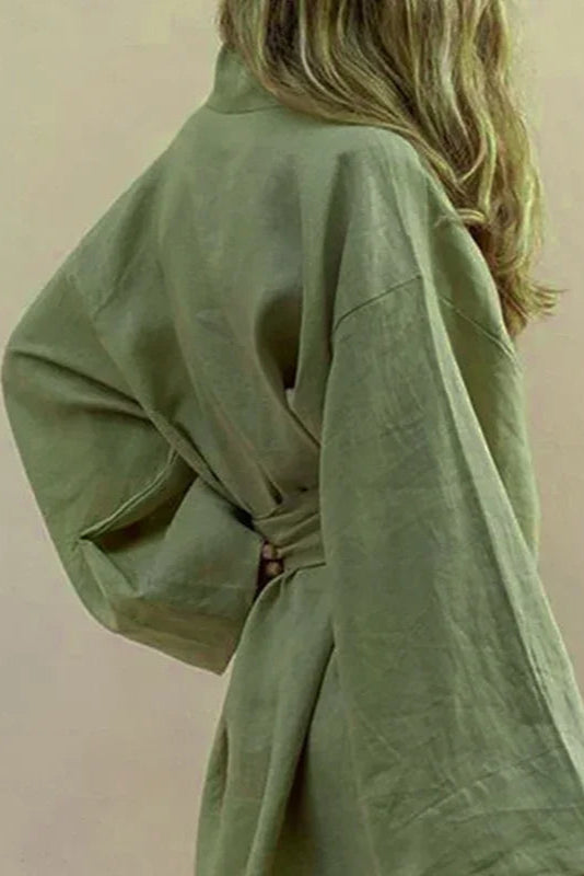 Peignoir fluide femme style kimono vert tendance détente maison-0