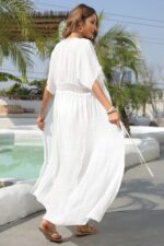 Peignoir Long Blanc Style Kimono Femme Lingerie Douce Élégante-000