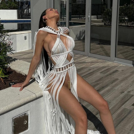 Robe Bohème en Fibres Naturelles Tressées à la Main Style Plage Été