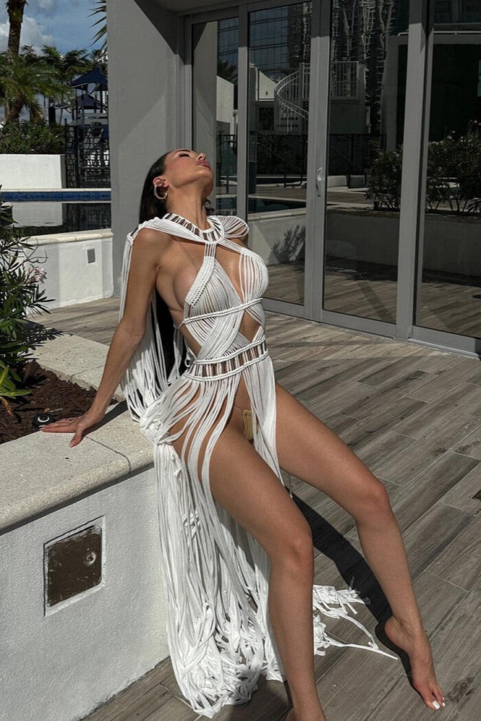 Robe Bohème en Fibres Naturelles Tressées à la Main Style Plage Été