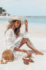 Robe d'été Femme en Maille Ajourée Style Bohème Chic Idéale Plage et Vacances