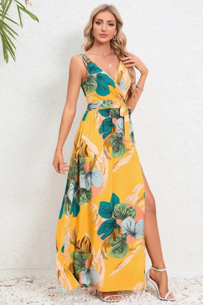 Robe d'été Femme Imprimé Floral Style Tropical Vacances Plage Iles-00