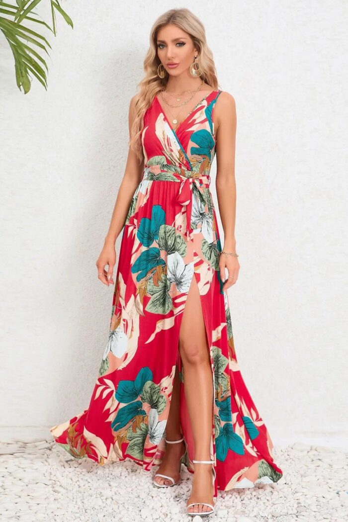 Robe d'été Femme Imprimé Floral Style Tropical Vacances Plage Iles-000000