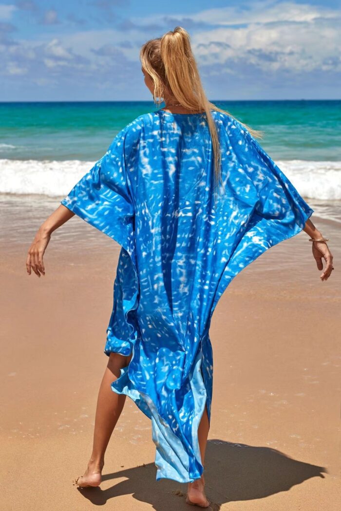 Robe d'été fluide bleu ciel, idéale pour la plage et les vacances-00