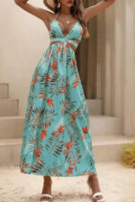 Robe d'été fluide imprimée tropical pour femme élégante et confortable-0