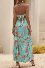 Robe d'été fluide imprimée tropical pour femme élégante et confortable-00