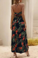 Robe d'été fluide imprimée tropical pour femme élégante et confortable-0000