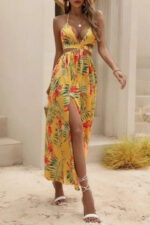 Robe d'été fluide imprimée tropical pour femme élégante et confortable-0000000
