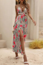 Robe d'été fluide imprimée tropical pour femme élégante et confortable-00000000000