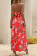 Robe d'été fluide imprimée tropical pour femme élégante et confortable-00000000000000