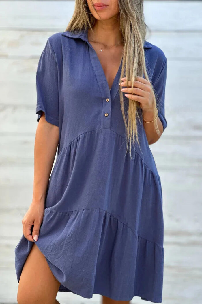 Robe d'été légère en coton pour femme Tenue décontractée et confortable-00000