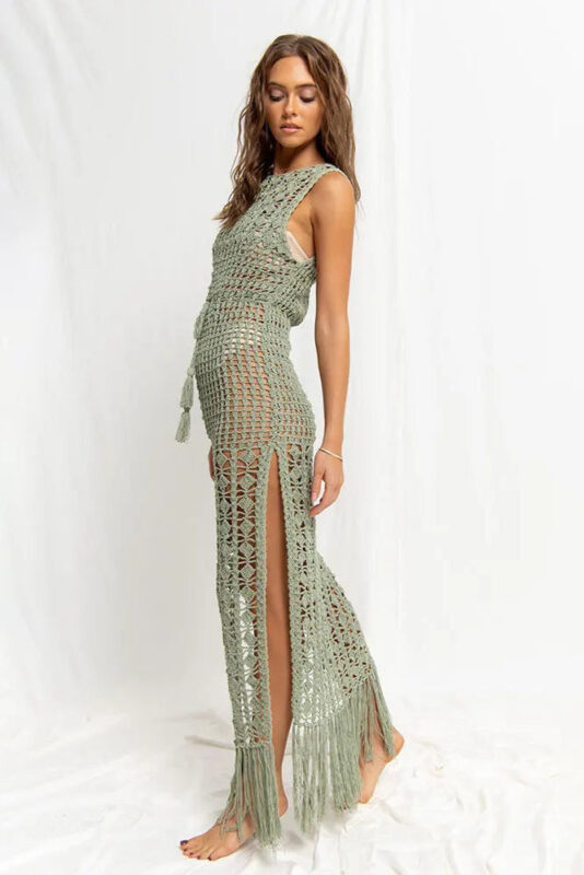 Robe Été Femme Kaki Tunique Plage Ample et Légère Idéale Vacances-0