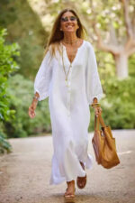 Robe Été Femme Longue Fluide Style Bohème Lin Couleur Claire
