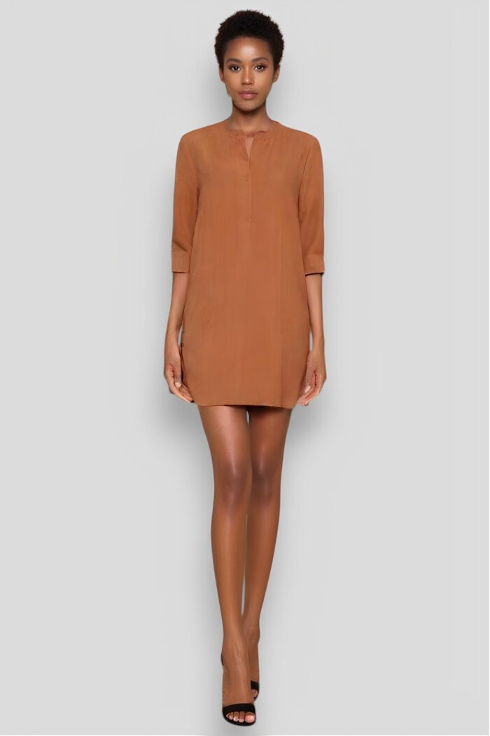 Robe Été Femme Style Tunique Ample et Confortable en Lin Aspect Naturel-000