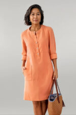 Robe Été Femme Style Tunique Ample et Confortable en Lin Aspect Naturel-0000000