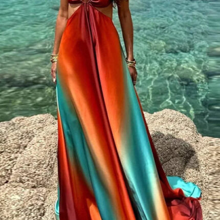 Robe Femme Couleur Automne Élégante Tendance Mode Féminine