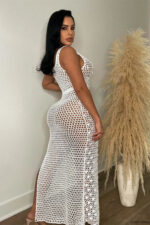 Robe Femme Élégante Crochet et Paillettes, Tenue de Soirée Festive-0