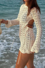 Robe Femme Élégante Découpe Dos Tendance Maille Fine pour Soirée & Cocktail