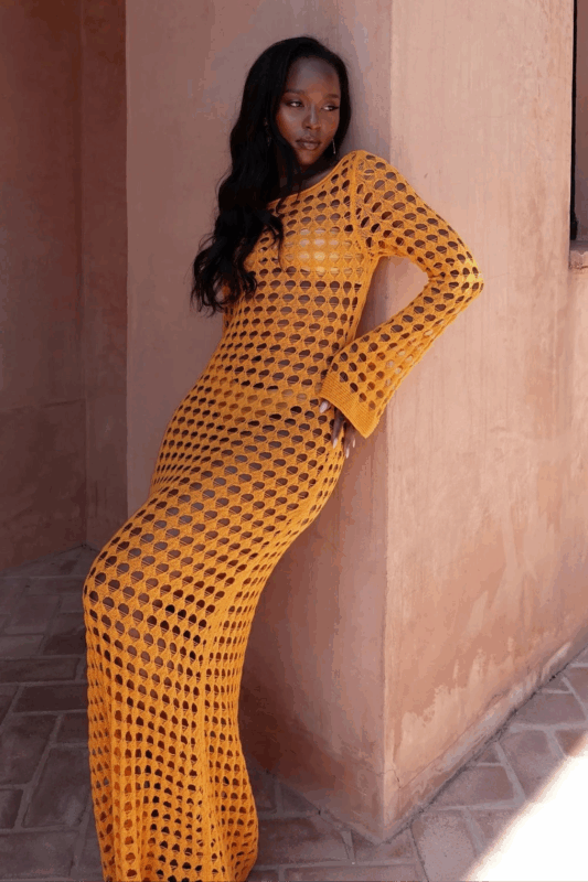 Robe Femme Orange Tendance en Maille Confortable Style Décontracté et Élégant-0