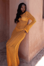 Robe Femme Orange Tendance en Maille Confortable Style Décontracté et Élégant-0