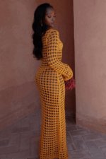 Robe Femme Orange Tendance en Maille Confortable Style Décontracté et Élégant-00