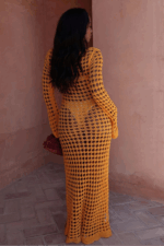 Robe Femme Orange Tendance en Maille Confortable Style Décontracté et Élégant-000