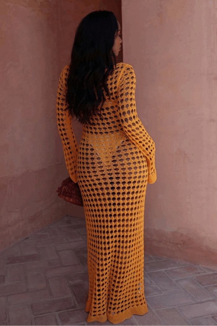 Robe Femme Orange Tendance en Maille Confortable Style Décontracté et Élégant-000