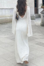 Robe légère d'été blanche femme en tricot confortable et tendance-0