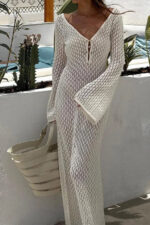 Robe légère d'été blanche femme en tricot confortable et tendance