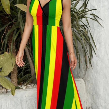 Robe Longue Bohème Multicolore à Motifs Ethniques pour Femme Style Décontracté-0