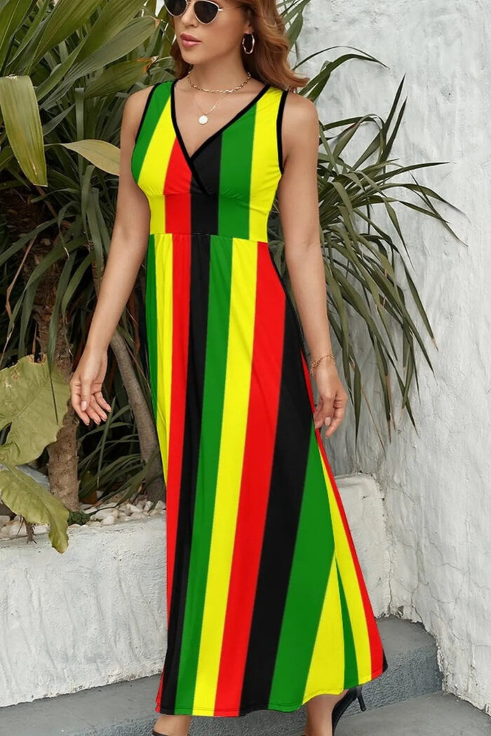 Robe Longue Bohème Multicolore à Motifs Ethniques pour Femme Style Décontracté-0
