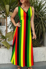 Robe Longue Bohème Multicolore à Motifs Ethniques pour Femme Style Décontracté-00