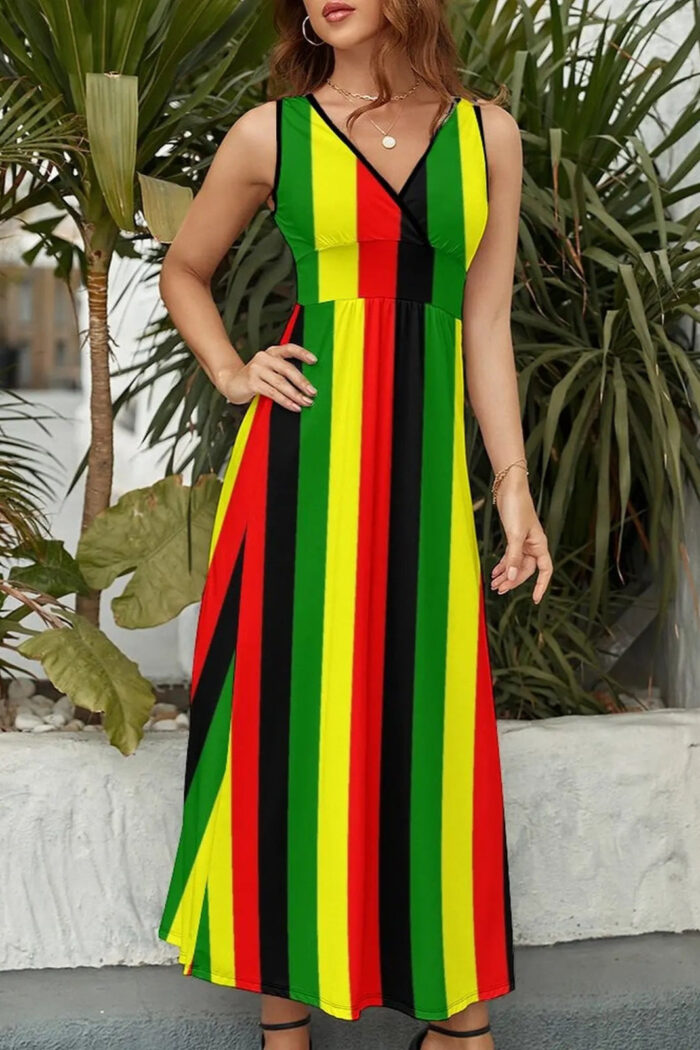 Robe Longue Bohème Multicolore à Motifs Ethniques pour Femme Style Décontracté-00