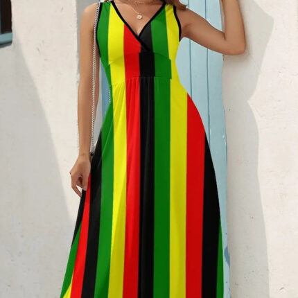 Robe Longue Bohème Multicolore à Motifs Ethniques pour Femme Style Décontracté