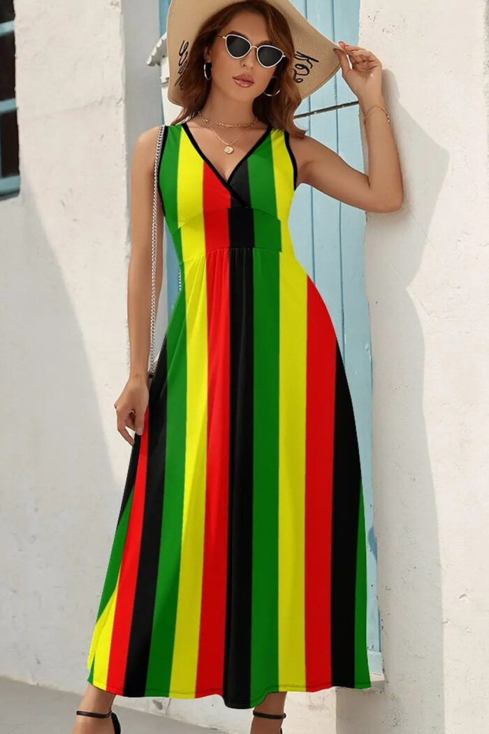 Robe Longue Bohème Multicolore à Motifs Ethniques pour Femme Style Décontracté