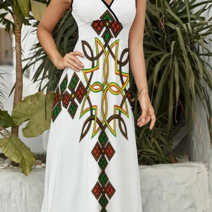 Robe longue femme élégante style ethnique africain pour occasions spéciales