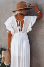 Robe Longue Fluide Style Bohème Été Femme Mariage Plage Ivoire-0