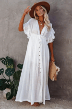 Robe Longue Fluide Style Bohème Été Femme Mariage Plage Ivoire