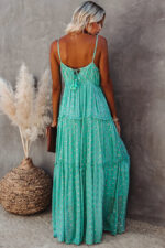 Robe Longue Fluide Vert Emeraude Style Bohème Chic Élégante Tendance Femme-00