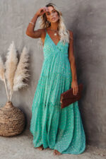 Robe Longue Fluide Vert Emeraude Style Bohème Chic Élégante Tendance Femme