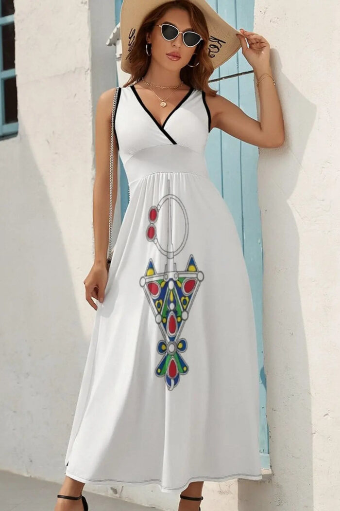 Tenue Traditionnelle Femme Inspiration Berbère Élégante Caftan Long et Fluide Style Ethnique